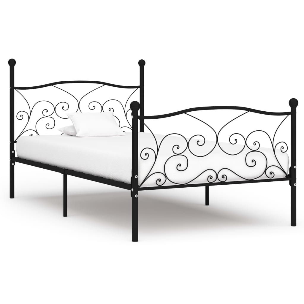 Bed Frame with Slatted Base Black Metal 90x200 cm- Beds & Bed Frames - HomeShopIreland - Home Shop Ireland - Beds & Bed Frames - Bed Frame with Slatted Base Black Metal 90x200 cm
