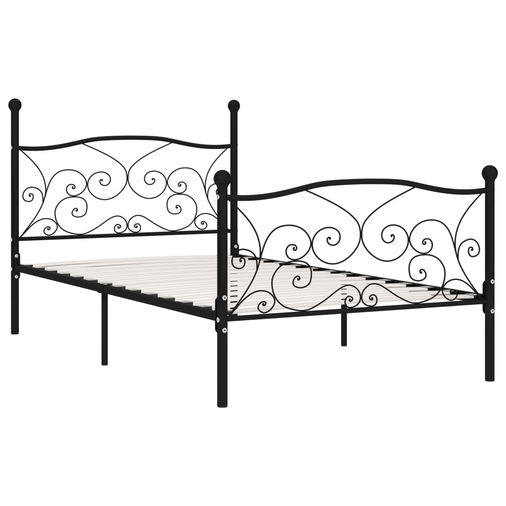 Bed Frame with Slatted Base Black Metal 90x200 cm- Beds & Bed Frames - HomeShopIreland - Home Shop Ireland - Beds & Bed Frames - Bed Frame with Slatted Base Black Metal 90x200 cm