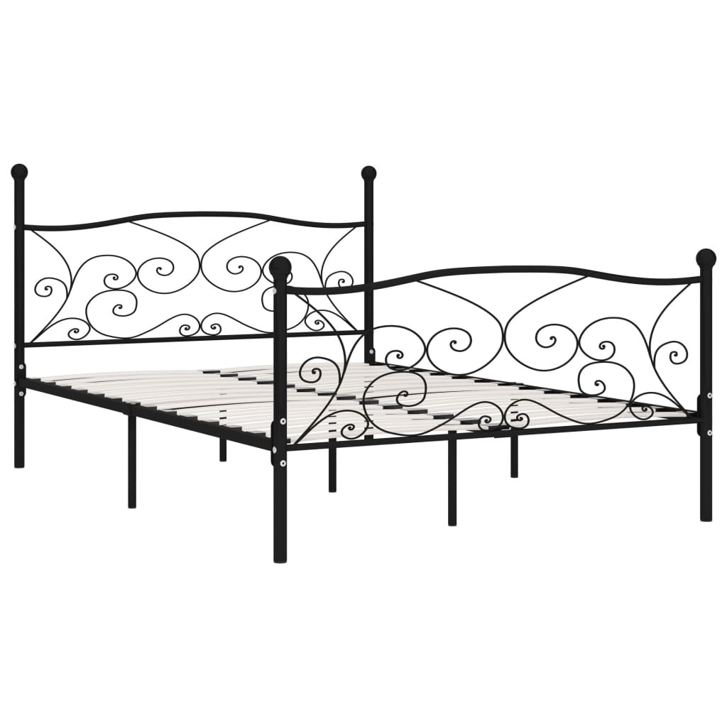 Bed Frame with Slatted Base Black Metal 160x200 cm- Beds & Bed Frames - HomeShopIreland - Home Shop Ireland - Beds & Bed Frames - Bed Frame with Slatted Base Black Metal 160x200 cm