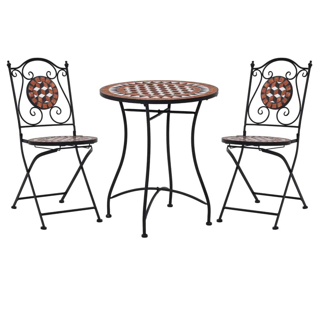 3 Piece Mosaic Bistro Set Ceramic Tile Terracotta- Outdoor Furniture Sets - HomeShopIreland - Home Shop Ireland - Outdoor Furniture Sets - 3 Piece Mosaic Bistro Set Ceramic Tile Terracotta