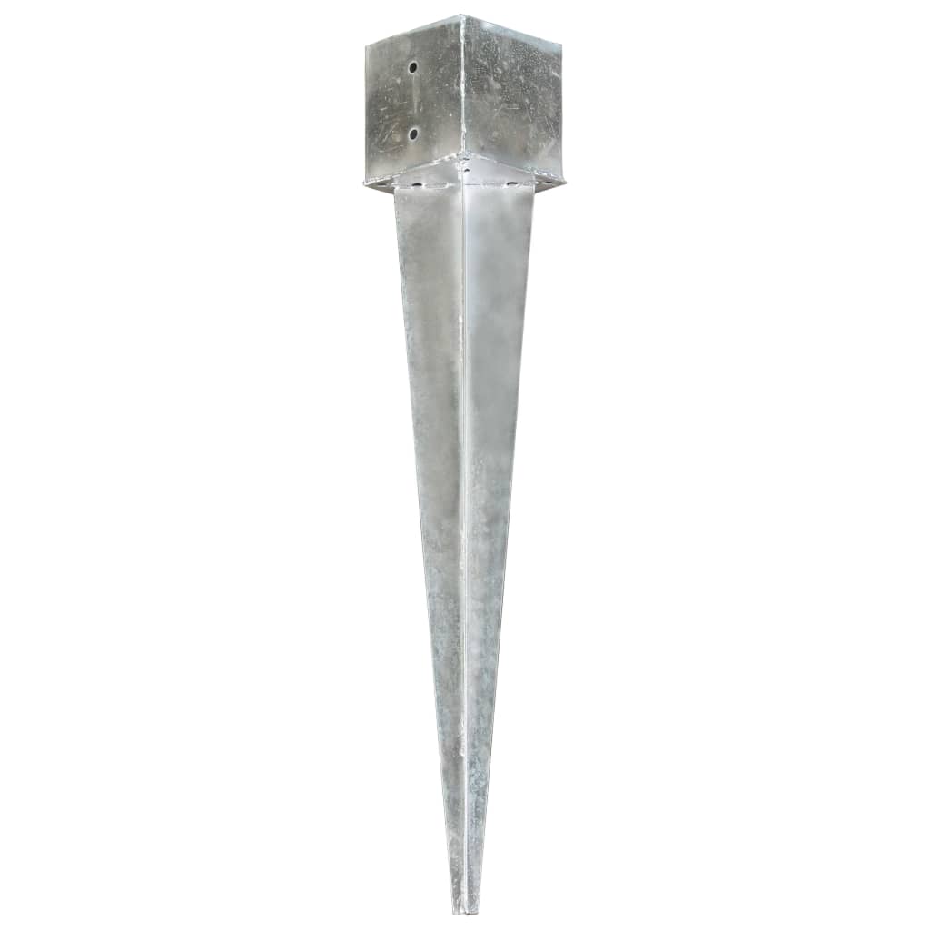 Ground Spikes 2 pcs Silver 14x14x91 cm Galvanised Steel- Ground Spikes - HomeShopIreland - Home Shop Ireland - Ground Spikes - Ground Spikes 2 pcs Silver 14x14x91 cm Galvanised Steel