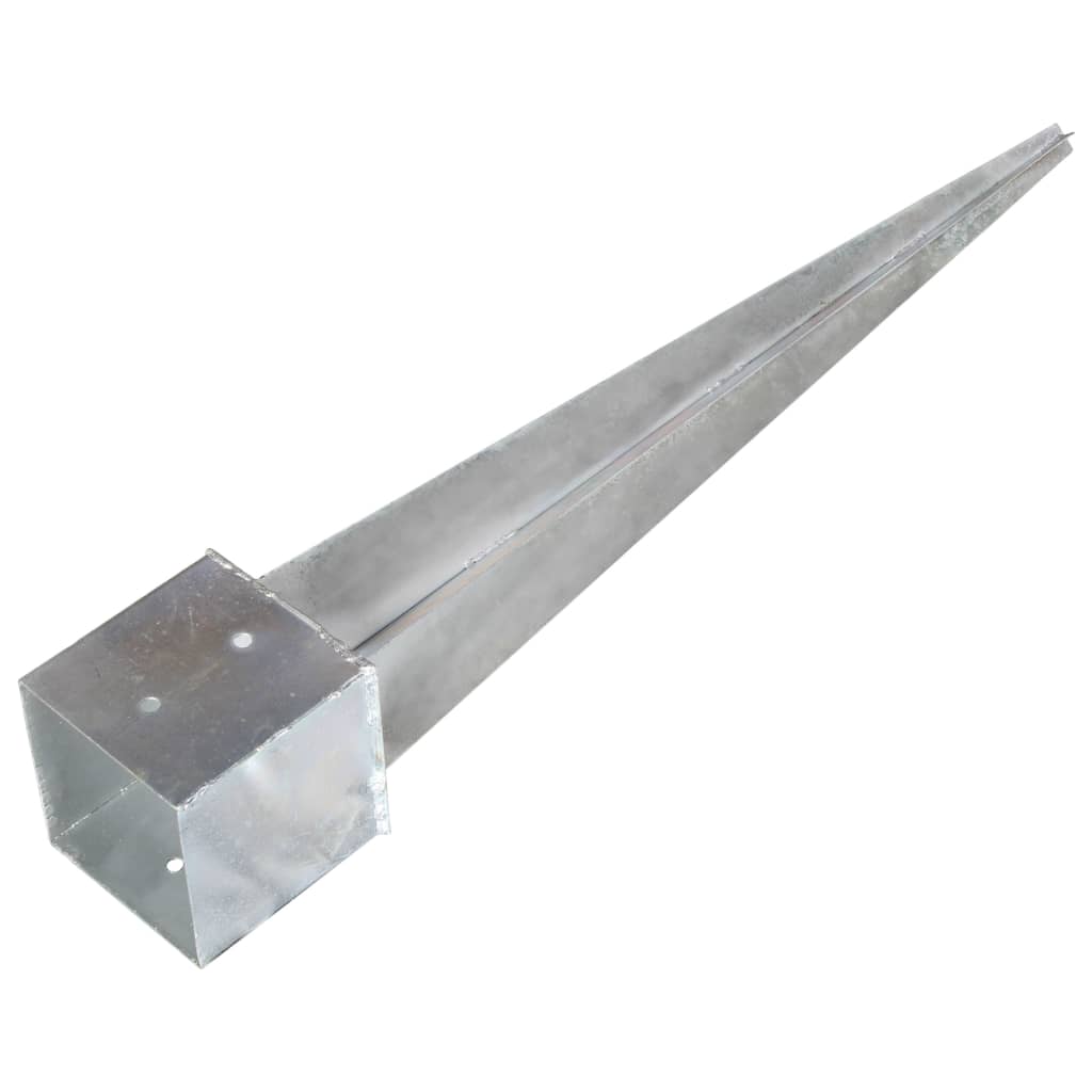 Ground Spikes 2 pcs Silver 14x14x91 cm Galvanised Steel- Ground Spikes - HomeShopIreland - Home Shop Ireland - Ground Spikes - Ground Spikes 2 pcs Silver 14x14x91 cm Galvanised Steel