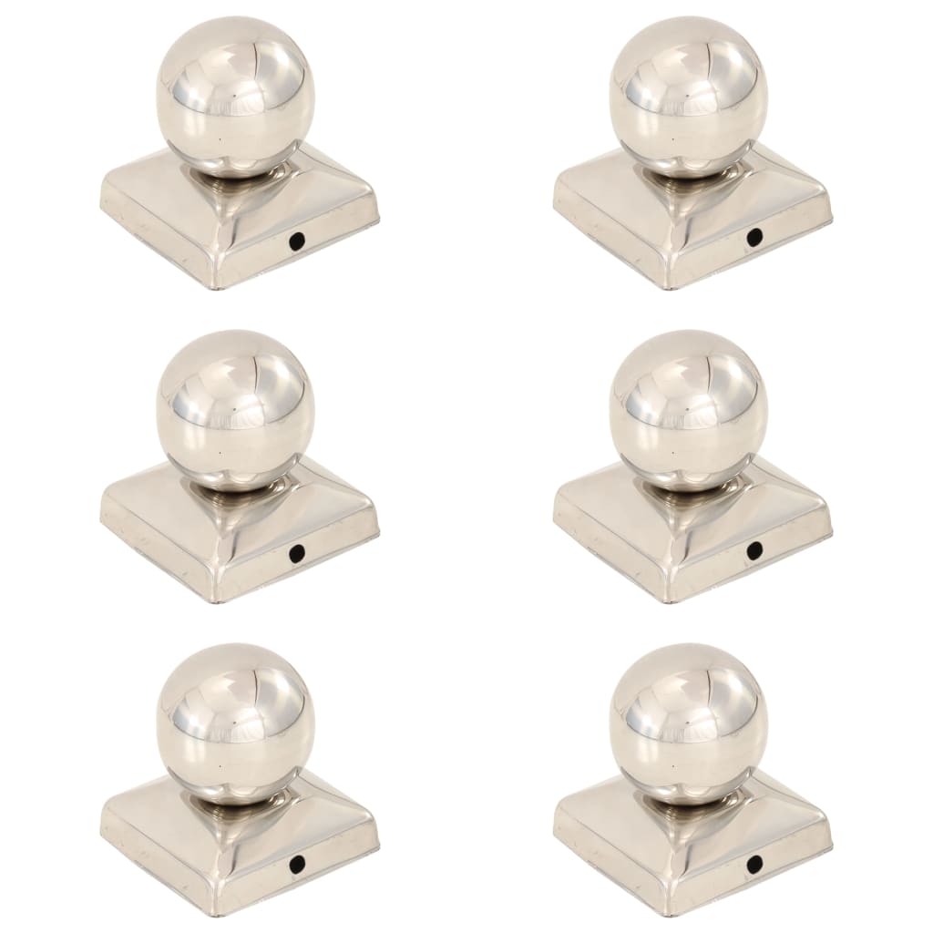 Post Caps 6 pcs Globe Final Stainless Steel 71x71 mm- Fence & Gate Accessories - HomeShopIreland - Home Shop Ireland - Fence & Gate Accessories - Post Caps 6 pcs Globe Final Stainless Steel 71x71 mm