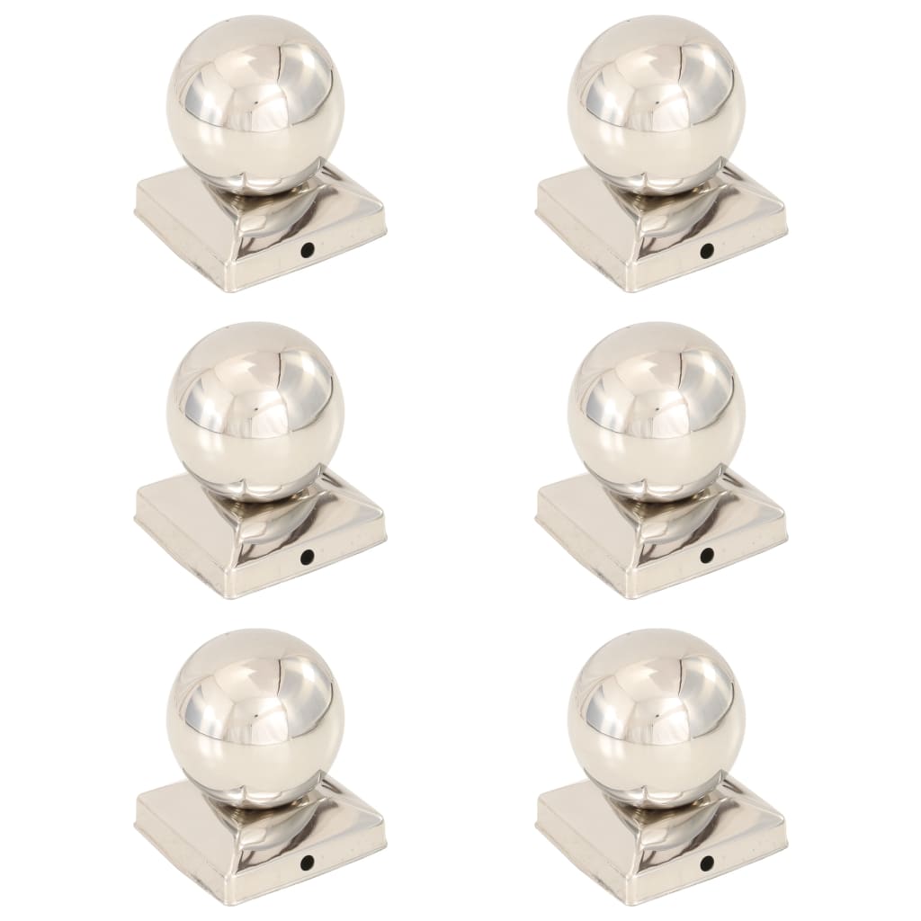 Post Caps 6 pcs Globe Final Stainless Steel 91x91 mm- Fence & Gate Accessories - HomeShopIreland - Home Shop Ireland - Fence & Gate Accessories - Post Caps 6 pcs Globe Final Stainless Steel 91x91 mm
