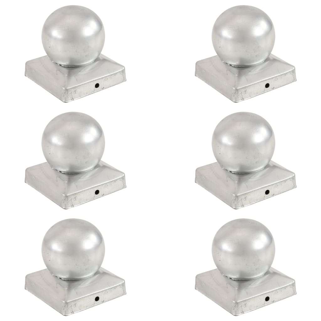 Post Caps 6 pcs Globe Final Galvanised Metal 91x91 mm- Fence & Gate Accessories - HomeShopIreland - Home Shop Ireland - Fence & Gate Accessories - Post Caps 6 pcs Globe Final Galvanised Metal 91x91 mm