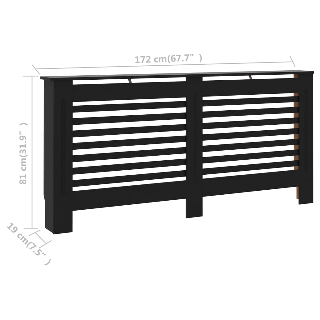 Radiator Cover Black 172x19x81 cm MDF- Heating Radiator Accessories - HomeShopIreland - Home Shop Ireland - Heating Radiator Accessories - Radiator Cover Black 172x19x81 cm MDF