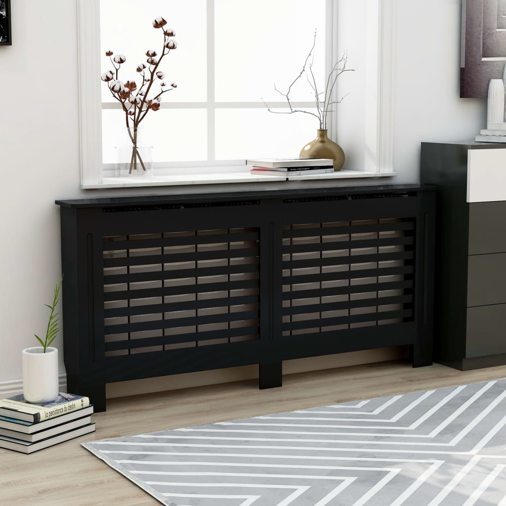 Radiator Cover Black 172x19x81 cm MDF- Heating Radiator Accessories - HomeShopIreland - Home Shop Ireland - Heating Radiator Accessories - Radiator Cover Black 172x19x81 cm MDF