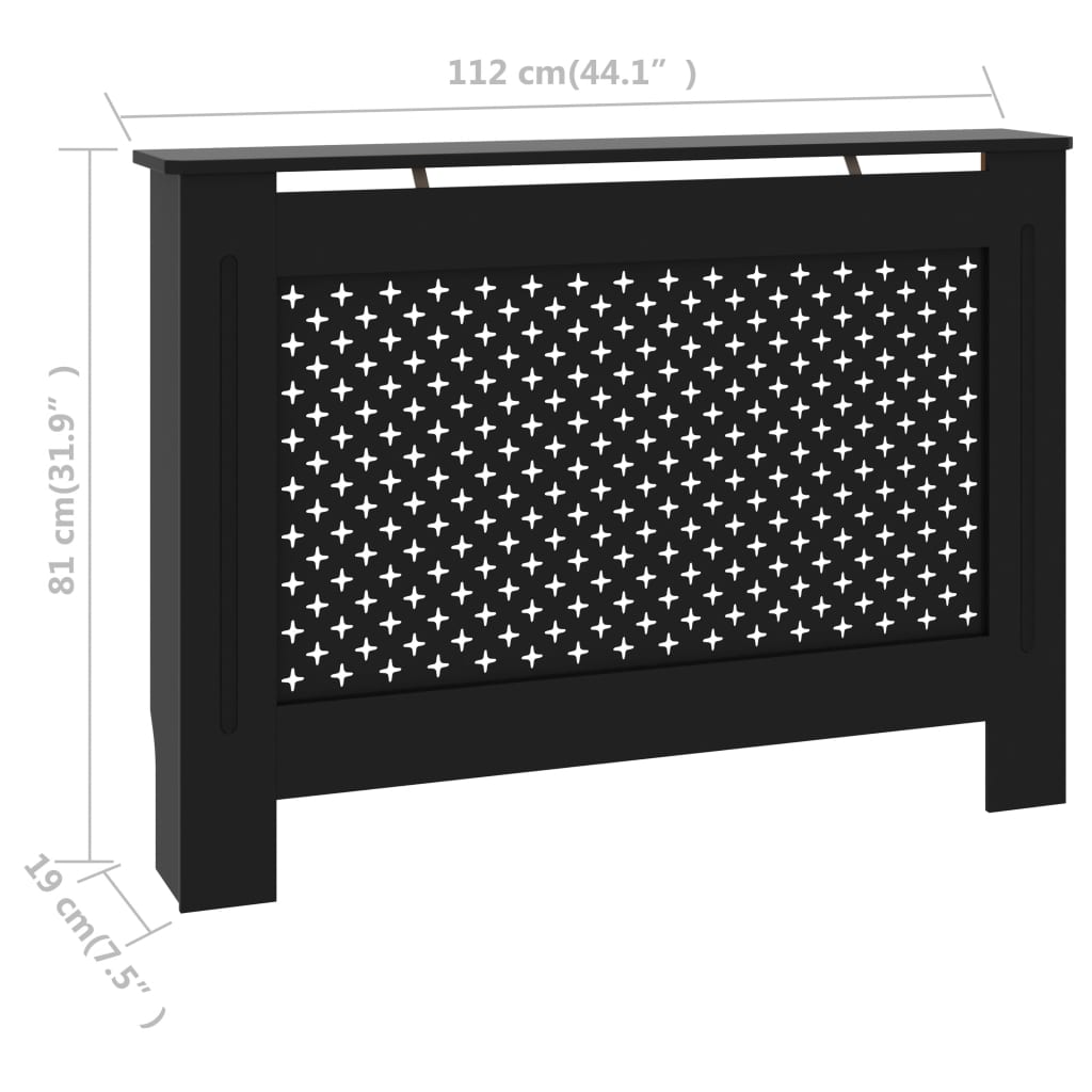 Radiator Cover Black 112x19x81 cm MDF- Heating Radiator Accessories - HomeShopIreland - Home Shop Ireland - Heating Radiator Accessories - Radiator Cover Black 112x19x81 cm MDF
