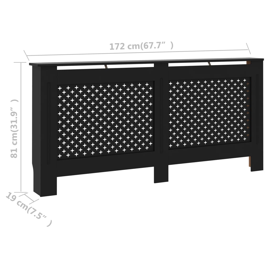 Radiator Cover Black 172x19x81 cm MDF- Heating Radiator Accessories - HomeShopIreland - Home Shop Ireland - Heating Radiator Accessories - Radiator Cover Black 172x19x81 cm MDF