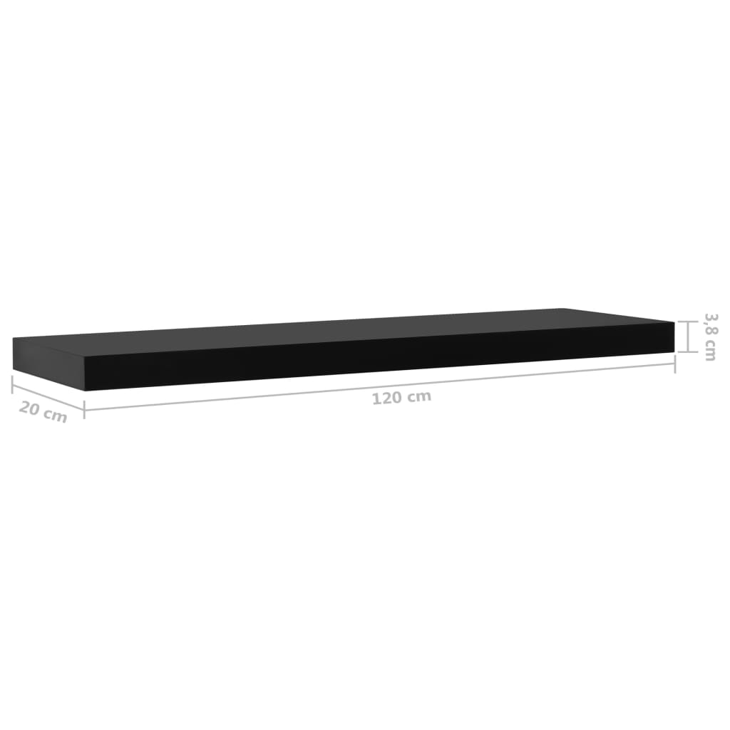 Floating Wall Shelves 2 pcs Black 120x20x3.8 cm- Wall Shelves & Ledges - HomeShopIreland - Home Shop Ireland - Wall Shelves & Ledges - Floating Wall Shelves 2 pcs Black 120x20x3.8 cm