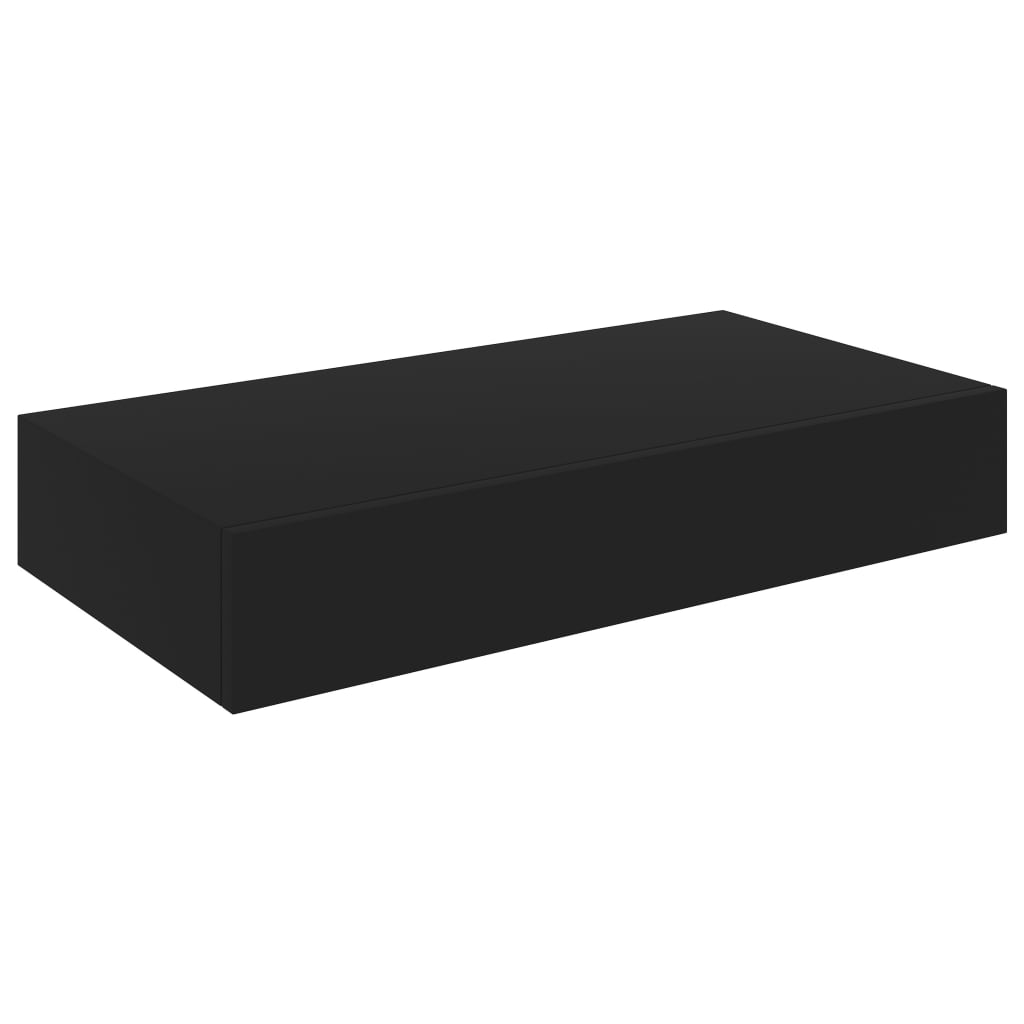Floating Wall Shelf with Drawer Black 48x25x8 cm- Wall Shelves & Ledges - HomeShopIreland - Home Shop Ireland - Wall Shelves & Ledges - Floating Wall Shelf with Drawer Black 48x25x8 cm