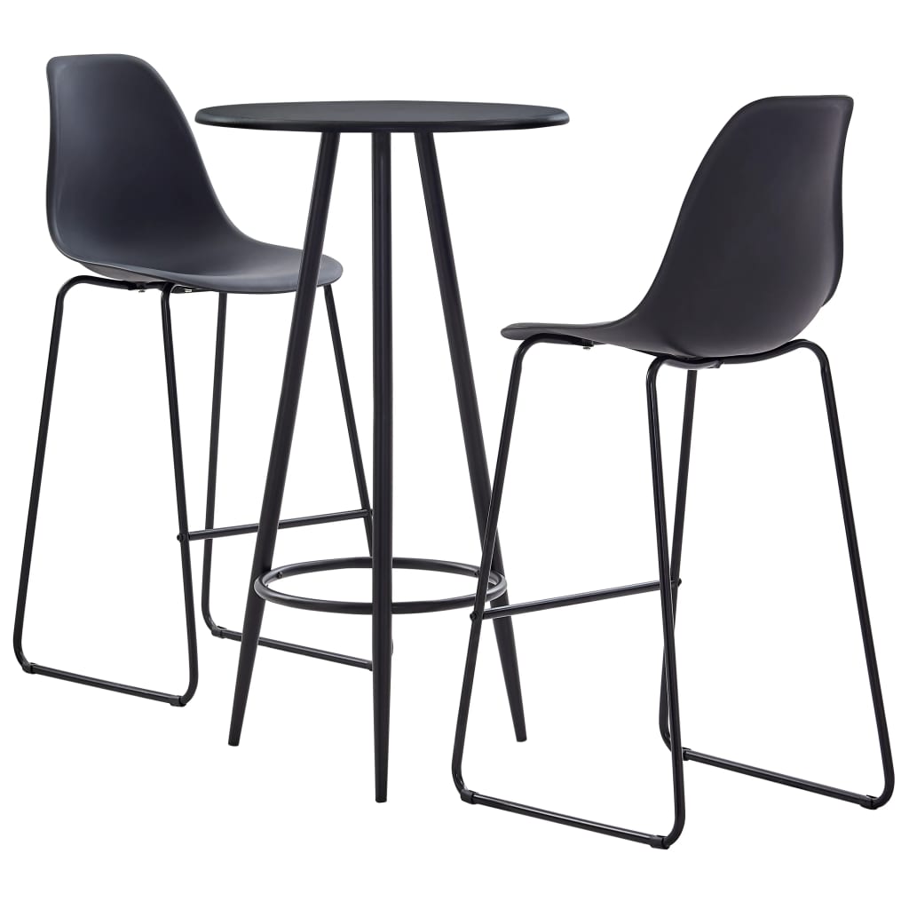 3 Piece Bar Set Plastic Black- Kitchen & Dining Furniture Sets - HomeShopIreland - Home Shop Ireland - Kitchen & Dining Furniture Sets - 3 Piece Bar Set Plastic Black