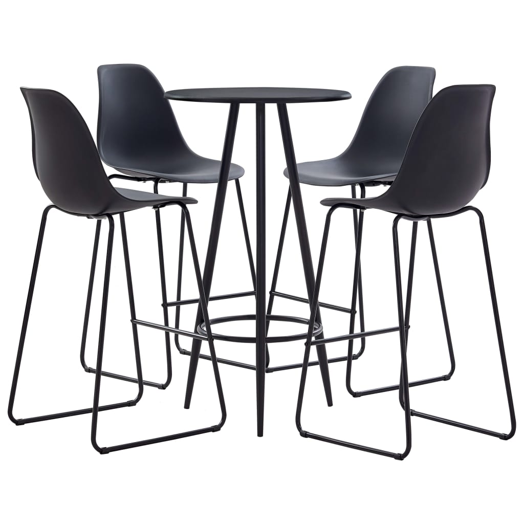 5 Piece Bar Set Plastic Black- Kitchen & Dining Furniture Sets - HomeShopIreland - Home Shop Ireland - Kitchen & Dining Furniture Sets - 5 Piece Bar Set Plastic Black