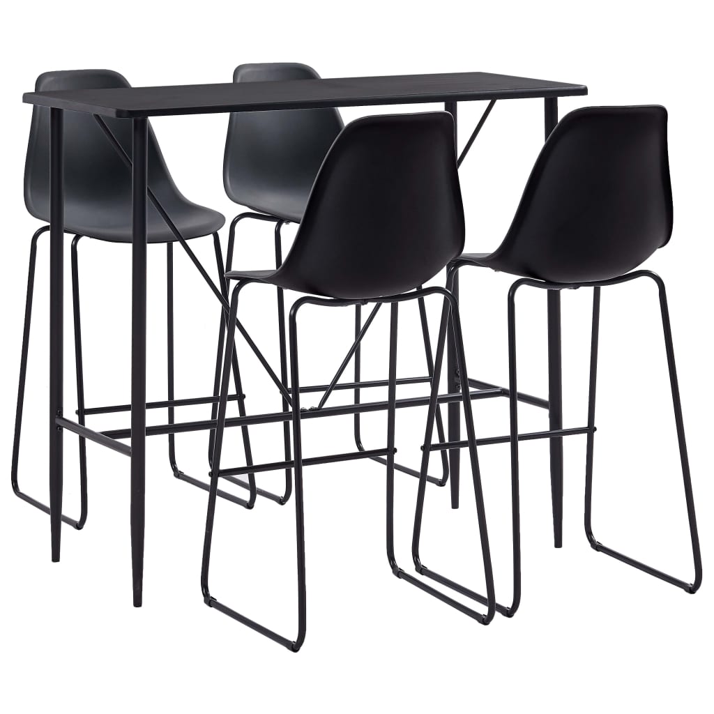 5 Piece Bar Set Plastic Black- Kitchen & Dining Furniture Sets - HomeShopIreland - Home Shop Ireland - Kitchen & Dining Furniture Sets - 5 Piece Bar Set Plastic Black