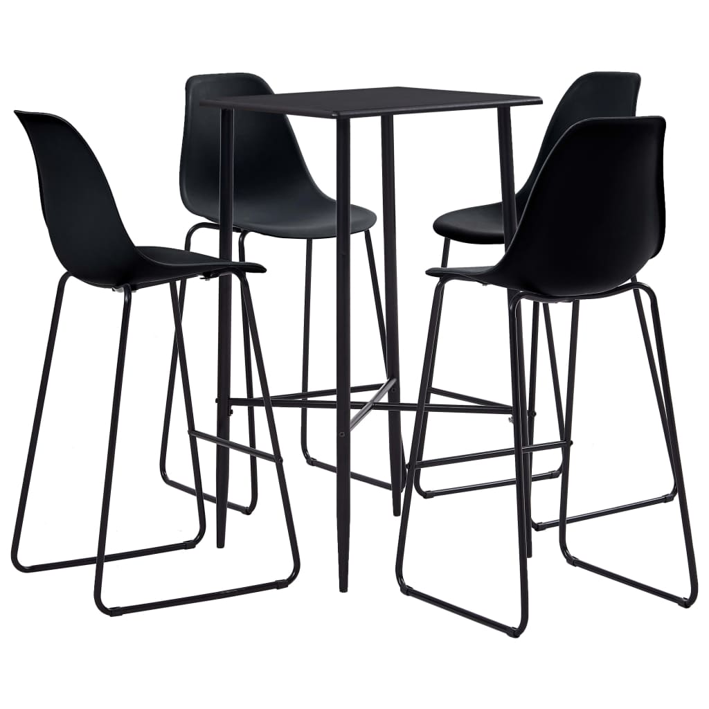 5 Piece Bar Set Plastic Black- Kitchen & Dining Furniture Sets - HomeShopIreland - Home Shop Ireland - Kitchen & Dining Furniture Sets - 5 Piece Bar Set Plastic Black