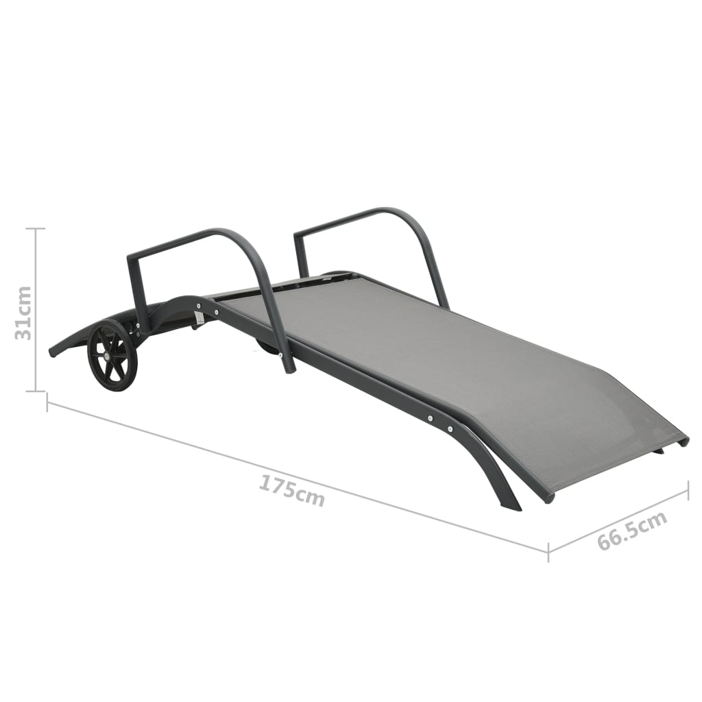 Sun Loungers 2 pcs with Table Textilene and Steel- Sunloungers - HomeShopIreland - Home Shop Ireland - Sunloungers - Sun Loungers 2 pcs with Table Textilene and Steel
