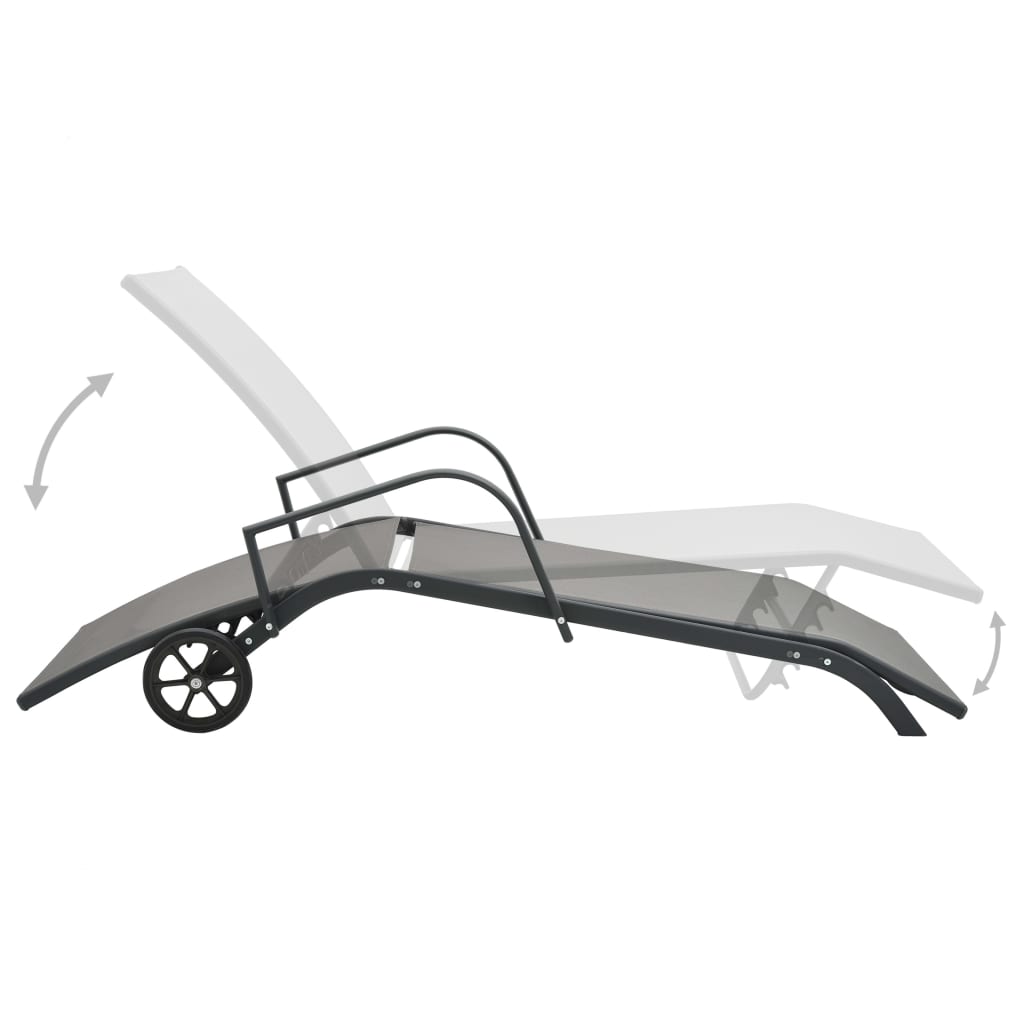 Sun Loungers 2 pcs with Table Textilene and Steel- Sunloungers - HomeShopIreland - Home Shop Ireland - Sunloungers - Sun Loungers 2 pcs with Table Textilene and Steel