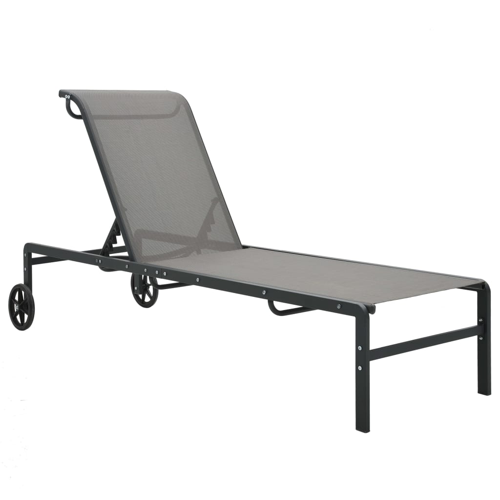 Sun Loungers 2 pcs with Table Textilene and Steel- Sunloungers - HomeShopIreland - Home Shop Ireland - Sunloungers - Sun Loungers 2 pcs with Table Textilene and Steel
