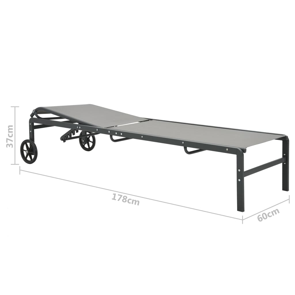Sun Loungers 2 pcs with Table Textilene and Steel- Sunloungers - HomeShopIreland - Home Shop Ireland - Sunloungers - Sun Loungers 2 pcs with Table Textilene and Steel