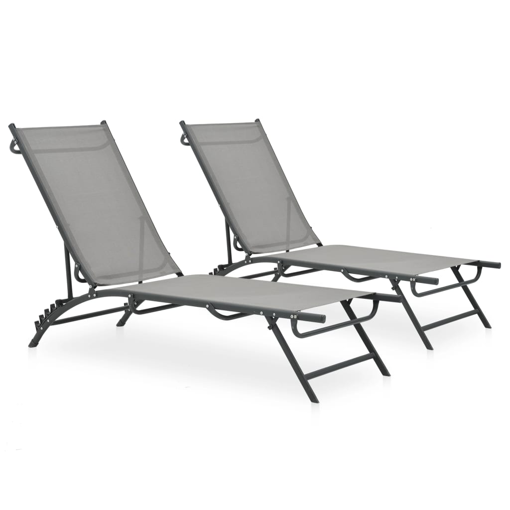 Sun Loungers 2 pcs Textilene and Steel- Sunloungers - HomeShopIreland - Home Shop Ireland - Sunloungers - Sun Loungers 2 pcs Textilene and Steel