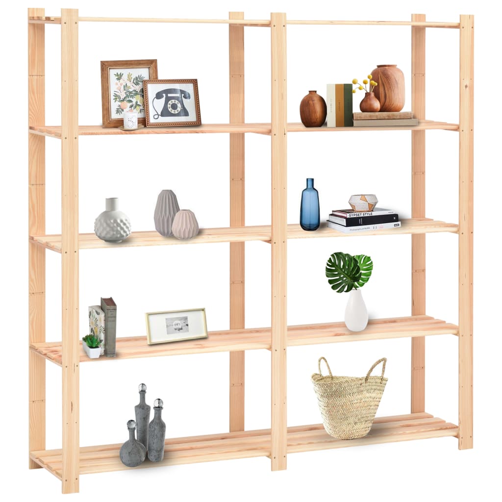 5-Tier Storage Racks 3 pcs 170x38x170 cm Solid Pinewood 500 kg- Industrial Shelving - HomeShopIreland - Home Shop Ireland - Industrial Shelving - 5-Tier Storage Racks 3 pcs 170x38x170 cm Solid Pinewood 500 kg