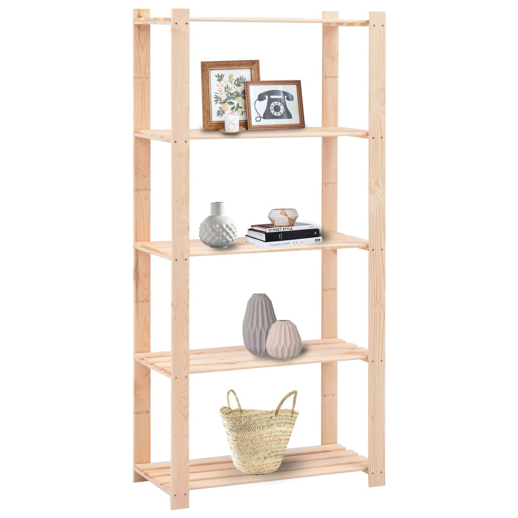 5-Tier Storage Racks 5 pcs 80x38x170 cm Solid Pinewood 250 kg- Industrial Shelving - HomeShopIreland - Home Shop Ireland - Industrial Shelving - 5-Tier Storage Racks 5 pcs 80x38x170 cm Solid Pinewood 250 kg