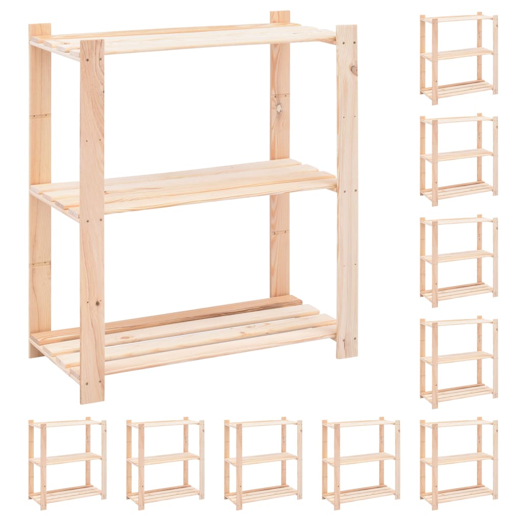 3-Tier Storage Racks 10 pcs 80x38x90 cm Solid Pinewood 150 kg- Industrial Shelving - HomeShopIreland - Home Shop Ireland - Industrial Shelving - 3-Tier Storage Racks 10 pcs 80x38x90 cm Solid Pinewood 150 kg