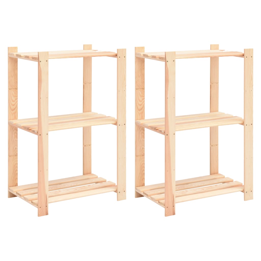 3-Tier Storage Racks 2 pcs 60x38x90 cm Solid Pinewood 150 kg- Industrial Shelving - HomeShopIreland - Home Shop Ireland - Industrial Shelving - 3-Tier Storage Racks 2 pcs 60x38x90 cm Solid Pinewood 150 kg