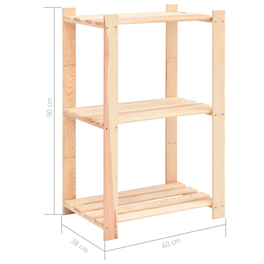 3-Tier Storage Racks 5 pcs 60x38x90 cm Solid Pinewood 150 kg- Industrial Shelving - HomeShopIreland - Home Shop Ireland - Industrial Shelving - 3-Tier Storage Racks 5 pcs 60x38x90 cm Solid Pinewood 150 kg