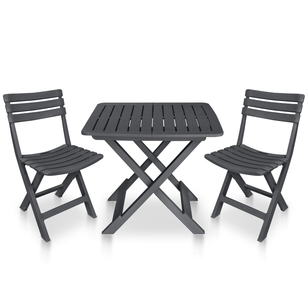 3 Piece Folding Bistro Set Plastic Anthracite- Outdoor Furniture Sets - HomeShopIreland - Home Shop Ireland - Outdoor Furniture Sets - 3 Piece Folding Bistro Set Plastic Anthracite