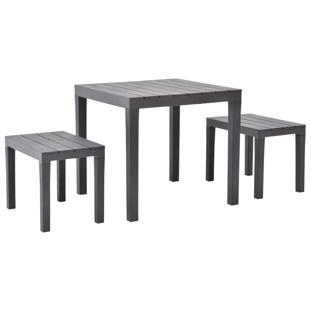 Garden Table with 2 Benches Plastic Brown- Outdoor Furniture Sets - HomeShopIreland - Home Shop Ireland - Outdoor Furniture Sets - Garden Table with 2 Benches Plastic Brown