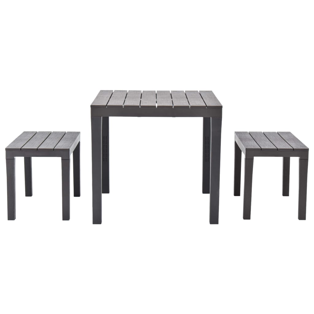 Garden Table with 2 Benches Plastic Brown- Outdoor Furniture Sets - HomeShopIreland - Home Shop Ireland - Outdoor Furniture Sets - Garden Table with 2 Benches Plastic Brown