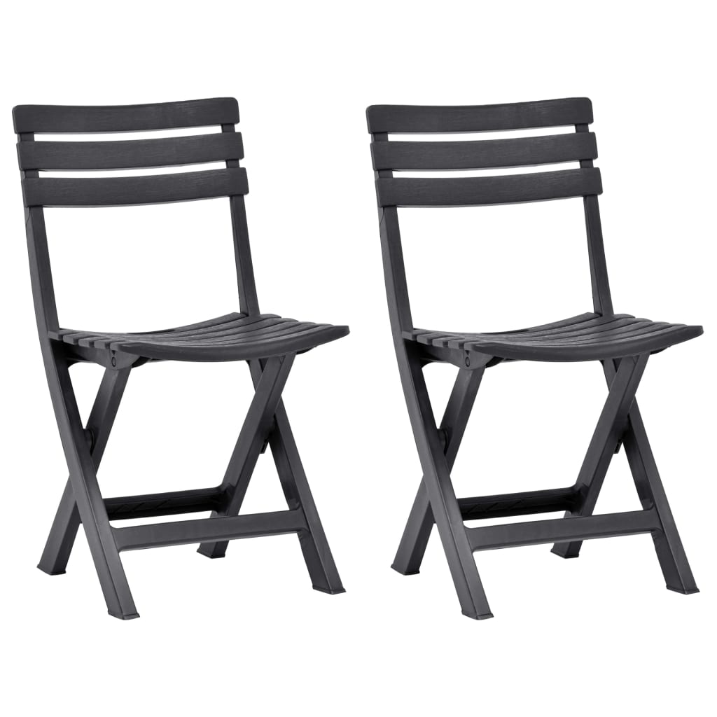 Folding Garden Chairs 2 pcs Plastic Anthracite- Outdoor Chairs - HomeShopIreland - Home Shop Ireland - Outdoor Chairs - Folding Garden Chairs 2 pcs Plastic Anthracite