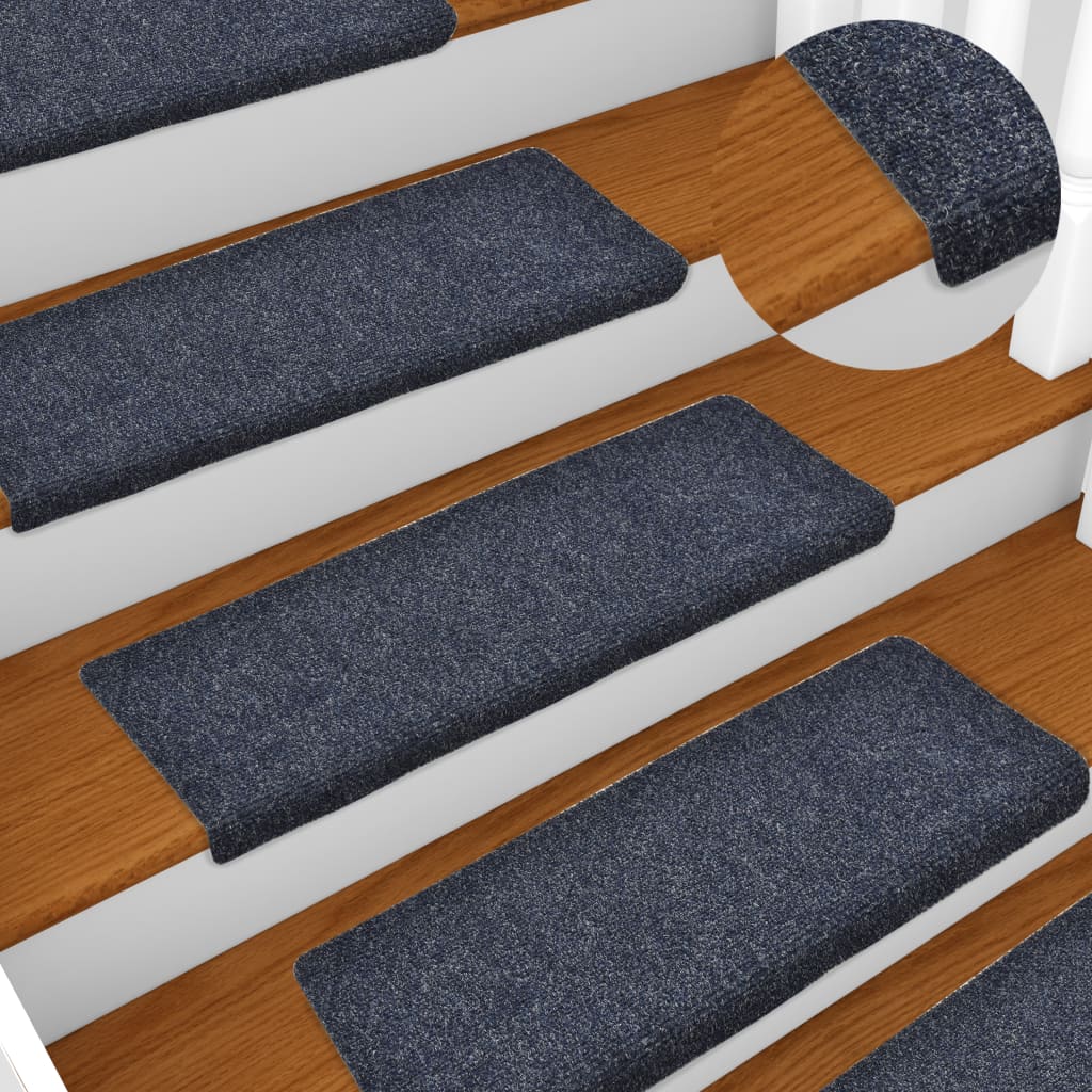 Stair Mats 15 pcs Needle Punch 65x25 cm Blue- Stair Treads - HomeShopIreland - Home Shop Ireland - Stair Treads - Stair Mats 15 pcs Needle Punch 65x25 cm Blue