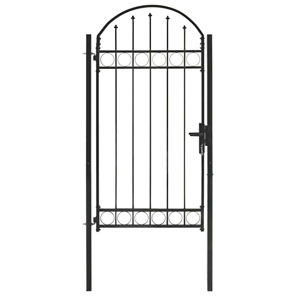 Fence Gate with Arched Top Steel 100x250 cm Black- Gates - HomeShopIreland - Home Shop Ireland - Gates - Fence Gate with Arched Top Steel 100x250 cm Black