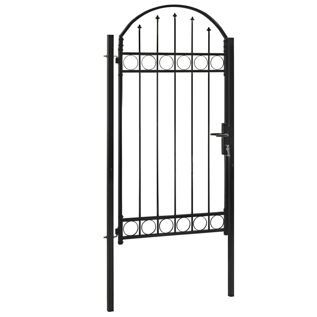 Fence Gate with Arched Top Steel 100x250 cm Black- Gates - HomeShopIreland - Home Shop Ireland - Gates - Fence Gate with Arched Top Steel 100x250 cm Black