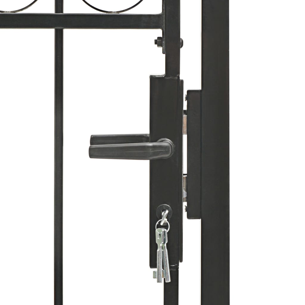 Fence Gate with Arched Top Steel 100x250 cm Black- Gates - HomeShopIreland - Home Shop Ireland - Gates - Fence Gate with Arched Top Steel 100x250 cm Black
