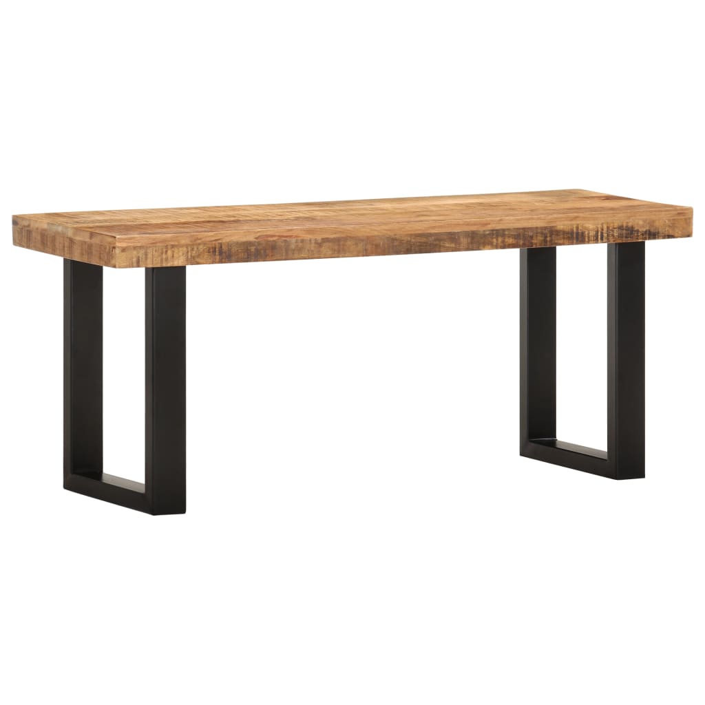 Bench 110 cm Solid Rough Mango Wood and Steel- Storage & Entryway Benches - HomeShopIreland - Home Shop Ireland - Storage & Entryway Benches - Bench 110 cm Solid Rough Mango Wood and Steel