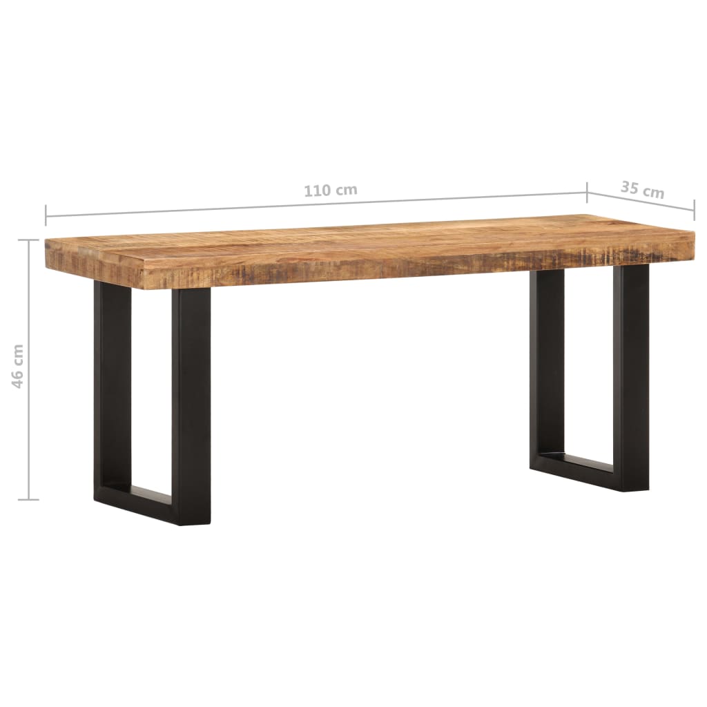 Bench 110 cm Solid Rough Mango Wood and Steel- Storage & Entryway Benches - HomeShopIreland - Home Shop Ireland - Storage & Entryway Benches - Bench 110 cm Solid Rough Mango Wood and Steel