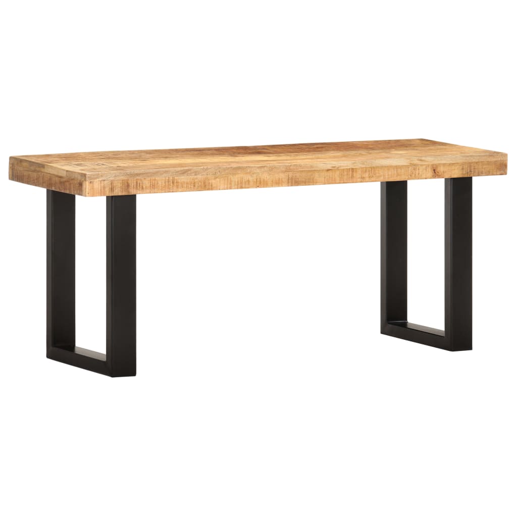 Bench 110 cm Solid Rough Mango Wood and Steel- Storage & Entryway Benches - HomeShopIreland - Home Shop Ireland - Storage & Entryway Benches - Bench 110 cm Solid Rough Mango Wood and Steel