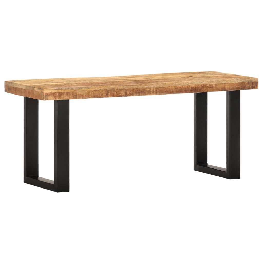 Bench 110 cm Solid Rough Mango Wood and Steel- Storage & Entryway Benches - HomeShopIreland - Home Shop Ireland - Storage & Entryway Benches - Bench 110 cm Solid Rough Mango Wood and Steel
