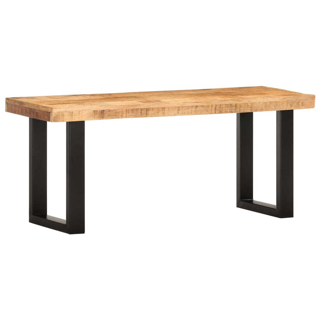 Bench 110 cm Solid Rough Mango Wood and Steel- Storage & Entryway Benches - HomeShopIreland - Home Shop Ireland - Storage & Entryway Benches - Bench 110 cm Solid Rough Mango Wood and Steel