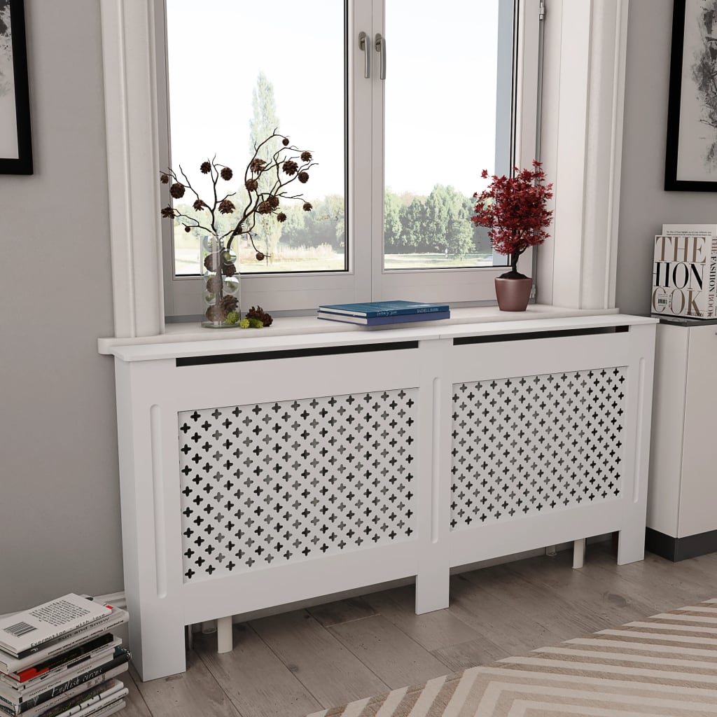 Radiator Covers 2 pcs White 172x19x81.5 cm MDF- Heating Radiator Accessories - HomeShopIreland - Home Shop Ireland - Heating Radiator Accessories - Radiator Covers 2 pcs White 172x19x81.5 cm MDF