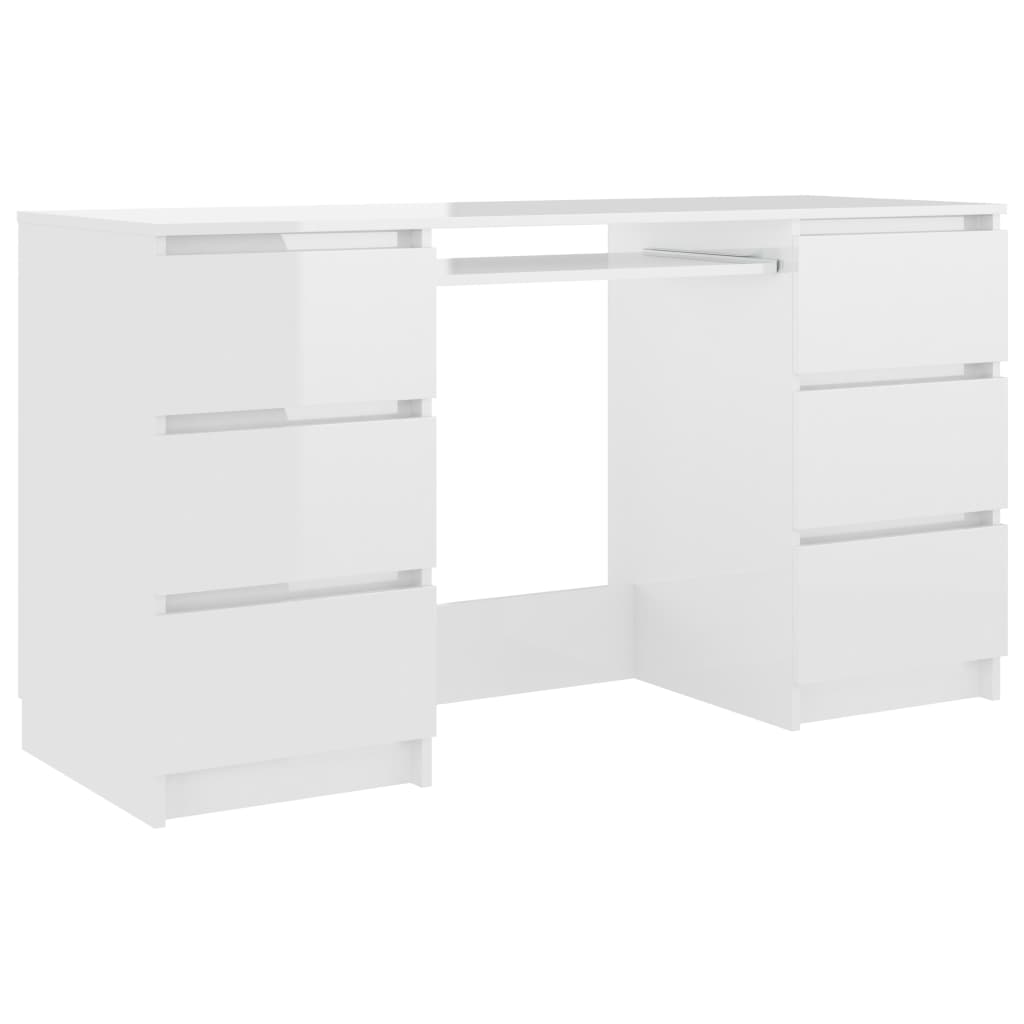 Writing Desk High Gloss White 140x50x77 cm Chipboard- Desks - HomeShopIreland - Home Shop Ireland - Desks - Writing Desk High Gloss White 140x50x77 cm Chipboard