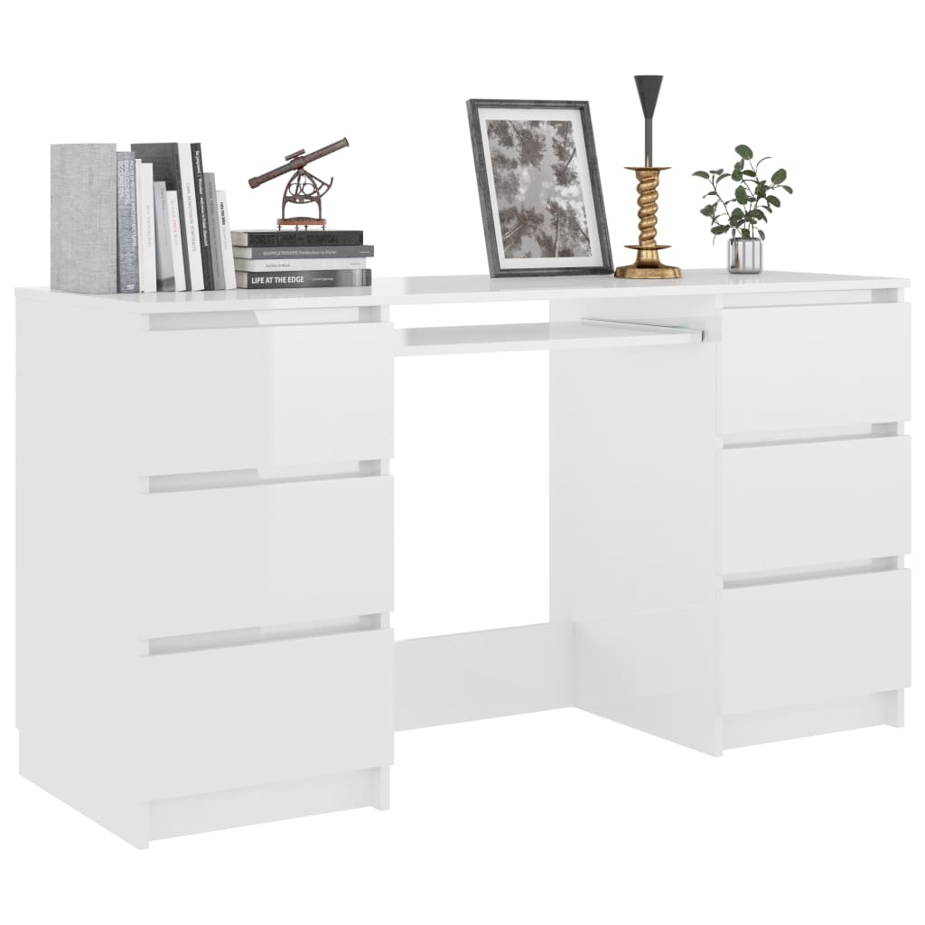 Writing Desk High Gloss White 140x50x77 cm Chipboard- Desks - HomeShopIreland - Home Shop Ireland - Desks - Writing Desk High Gloss White 140x50x77 cm Chipboard