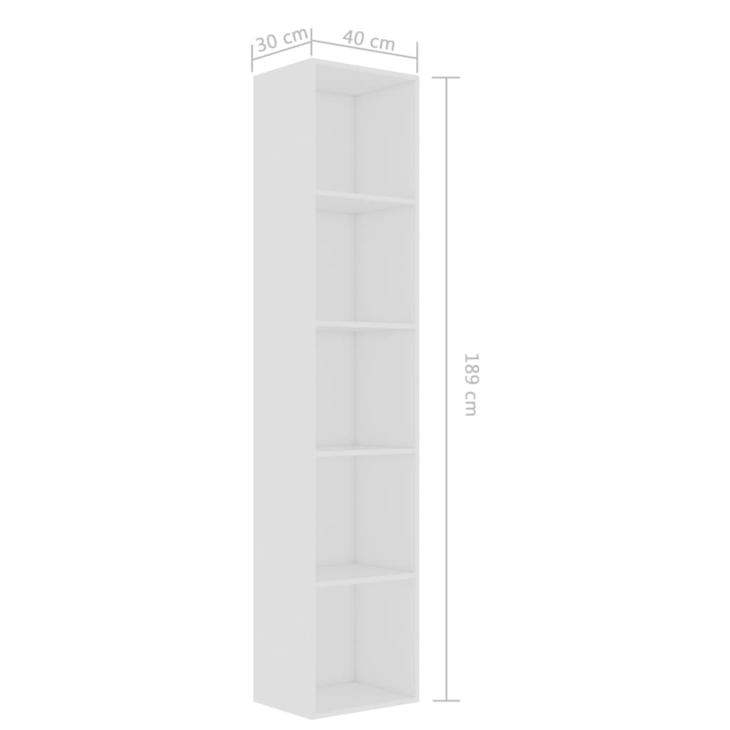 Book Cabinet White 40x30x189 cm Chipboard- Bookcases & Standing Shelves - HomeShopIreland - Home Shop Ireland - Bookcases & Standing Shelves - Book Cabinet White 40x30x189 cm Chipboard