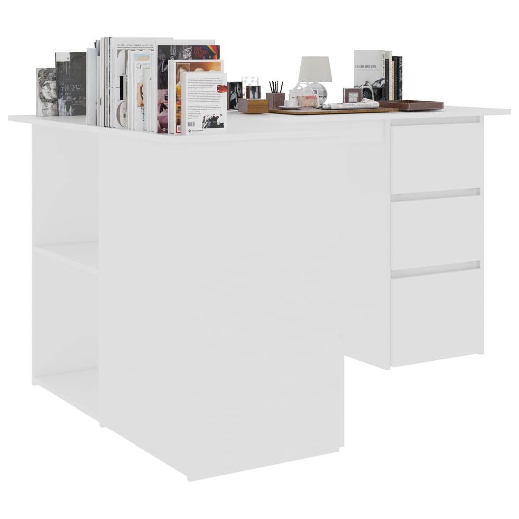 Corner Desk White 145x100x76 cm Chipboard- Desks - HomeShopIreland - Home Shop Ireland - Desks - Corner Desk White 145x100x76 cm Chipboard
