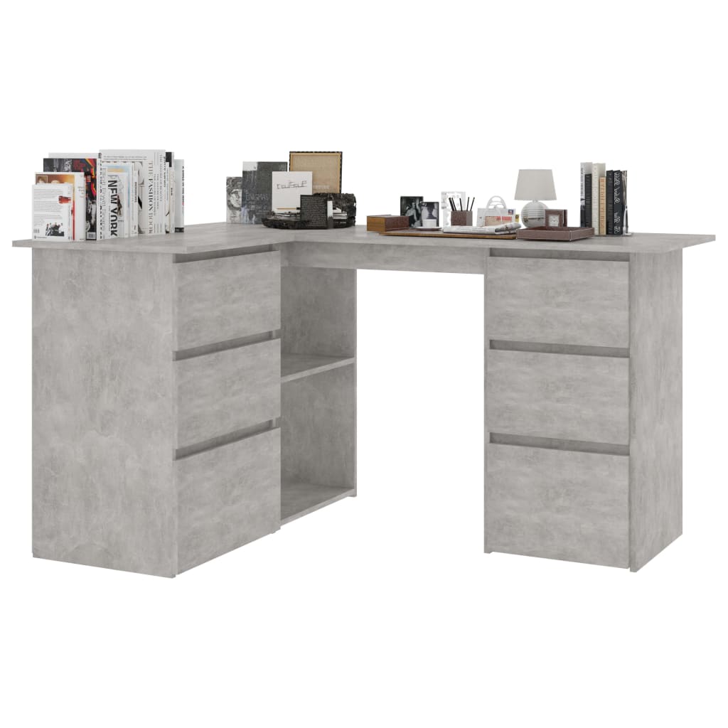 Corner Desk Concrete Grey 145x100x76 cm Chipboard- Desks - HomeShopIreland - Home Shop Ireland - Desks - Corner Desk Concrete Grey 145x100x76 cm Chipboard