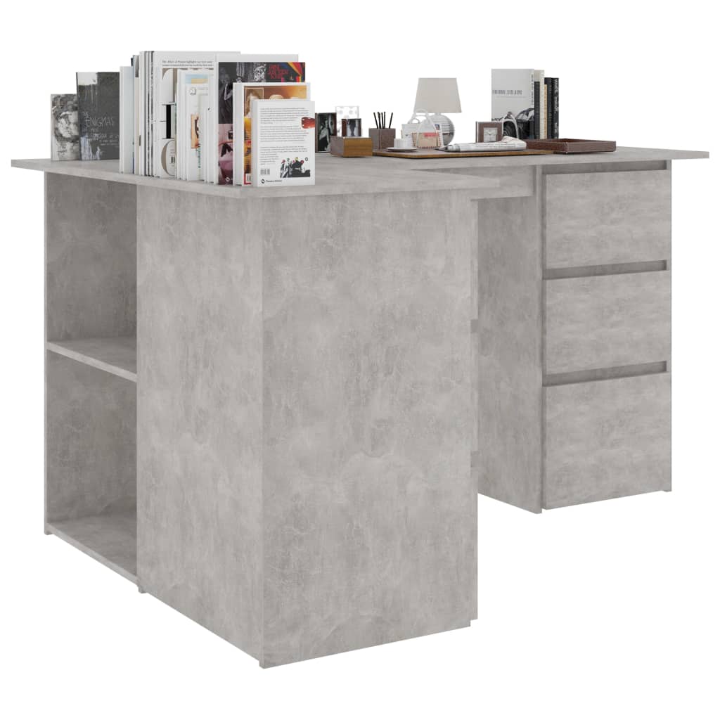 Corner Desk Concrete Grey 145x100x76 cm Chipboard- Desks - HomeShopIreland - Home Shop Ireland - Desks - Corner Desk Concrete Grey 145x100x76 cm Chipboard