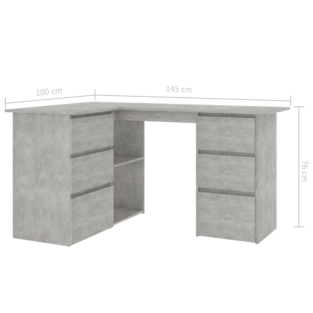 Corner Desk Concrete Grey 145x100x76 cm Chipboard- Desks - HomeShopIreland - Home Shop Ireland - Desks - Corner Desk Concrete Grey 145x100x76 cm Chipboard